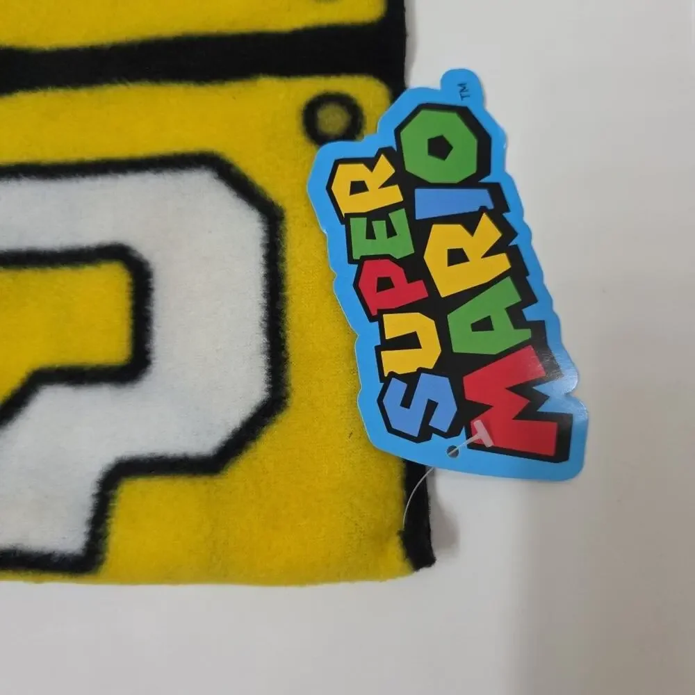 Super Mario Bros Fleece Scarf Official Nintendo Question Block 72”X8” New W/ Tag